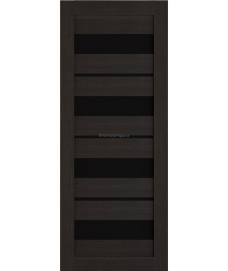 Дверь из экошпона Техно 15 Темный орех (черное стекло)